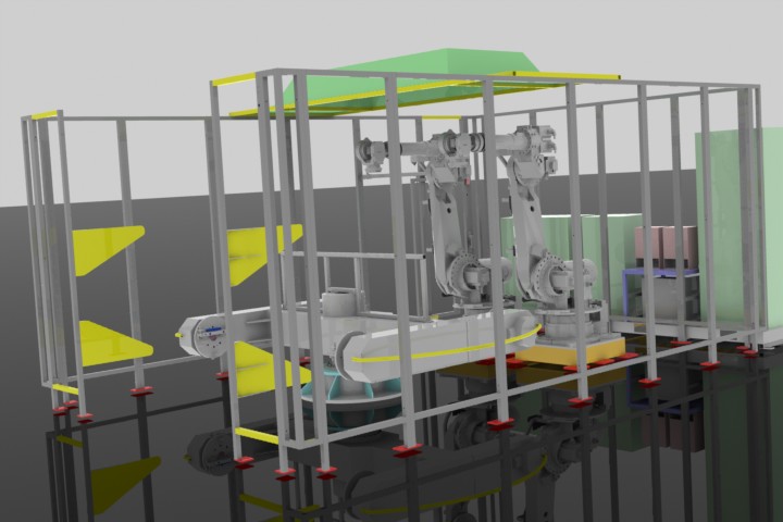 Double robot/single workstation rotating system Double robot/single workstation rotating system